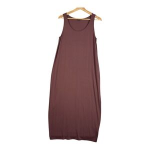 Eileen Fisher Maxi Dress Sleeveless Knit Casual Comfortable Burgundy Size S